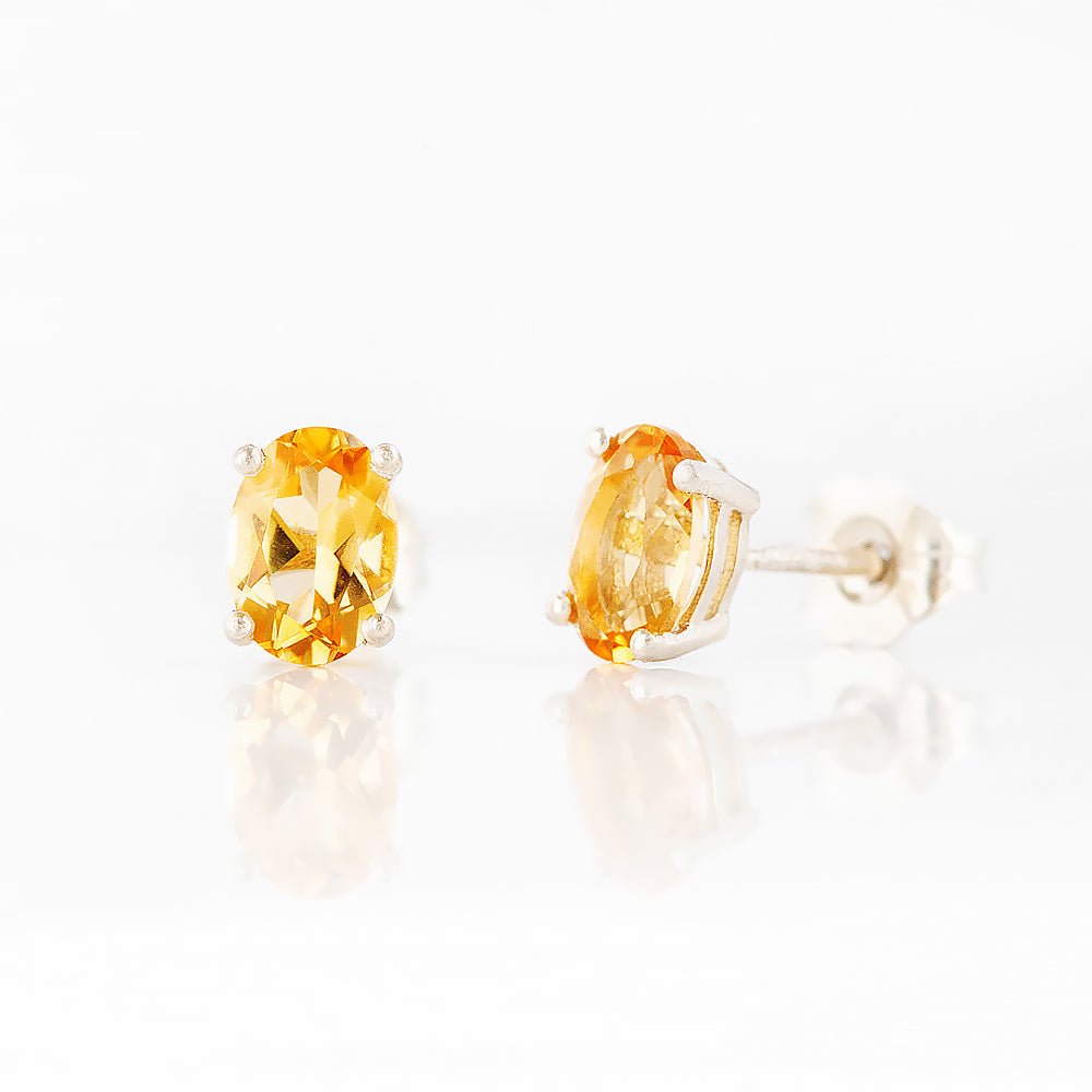 Luna, an Oval cut Citrine Stud Earring - 7x5mm