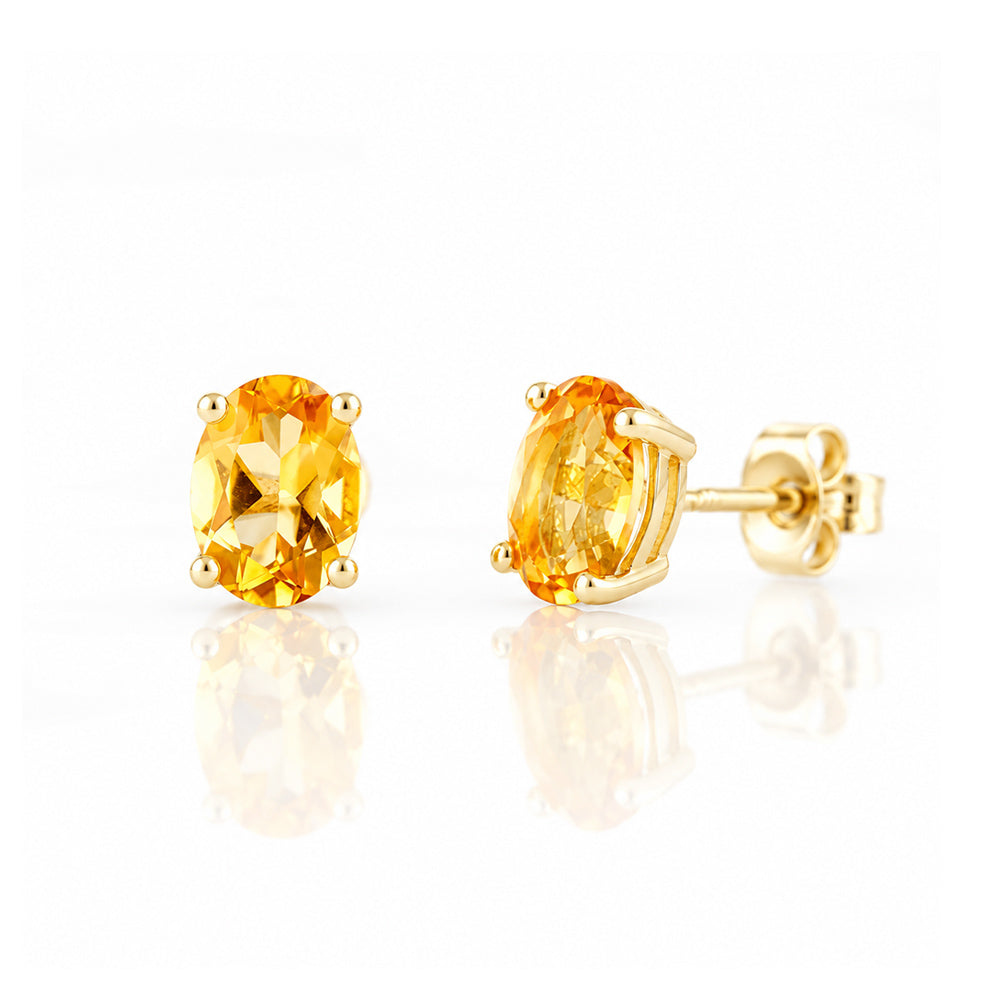 Luna, Oval cut Citrine Stud Earring - 7x5mm - Victoria's Jewellery