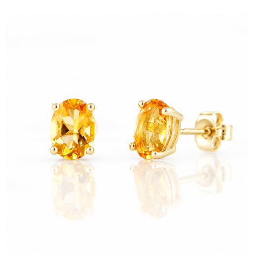 Luna, Oval cut Citrine Stud Earring - 7x5mm - Victoria's Jewellery