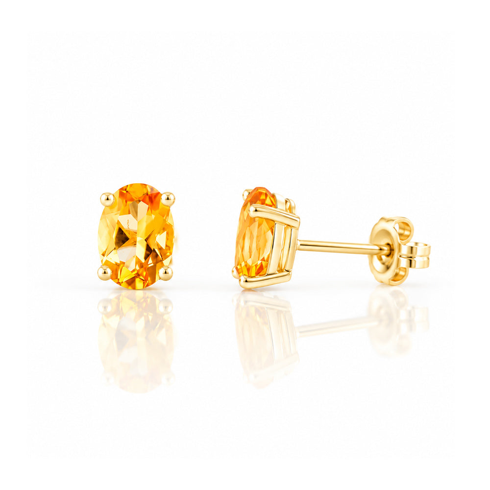 Luna, Oval cut Citrine Stud Earring - 7x5mm - Victoria's Jewellery