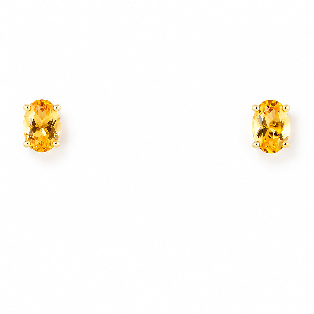 Luna, Oval cut Citrine Stud Earring - 7x5mm - Victoria's Jewellery