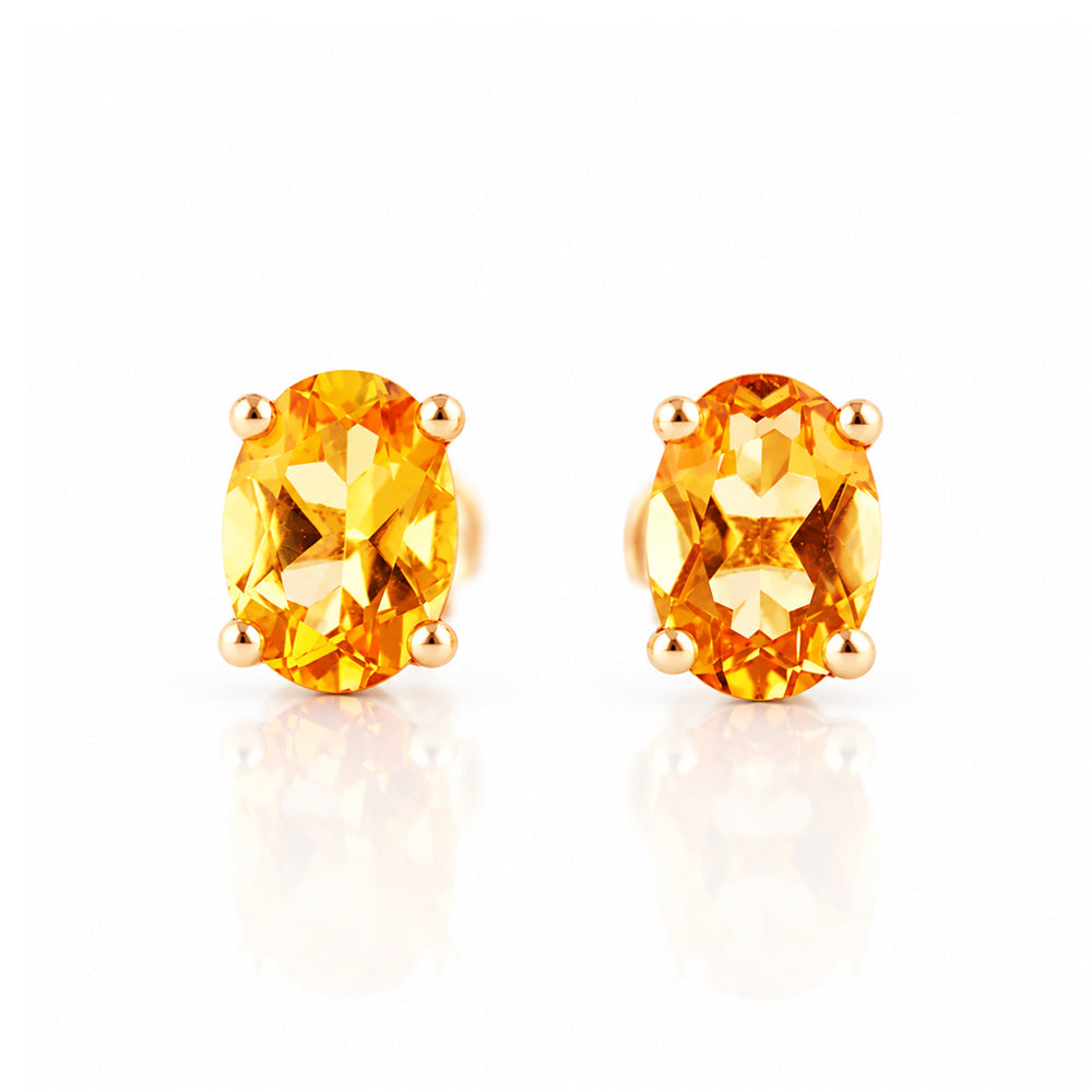 Luna, Oval cut Citrine Stud Earring - 7x5mm - Victoria's Jewellery