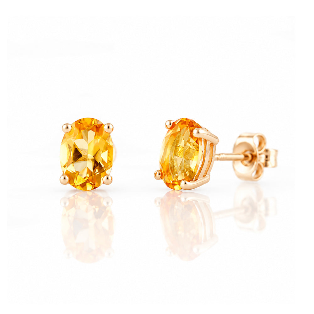 Luna, Oval cut Citrine Stud Earring - 7x5mm - Victoria's Jewellery