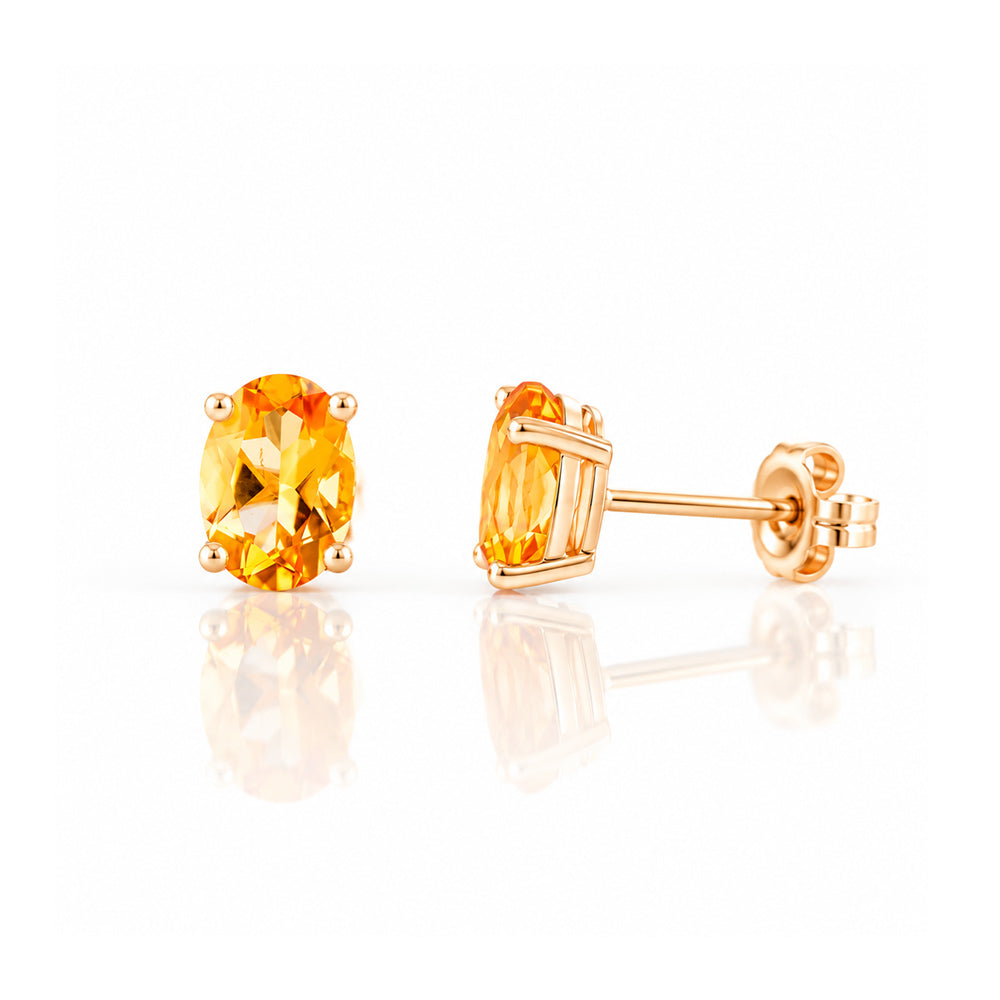 Luna, Oval cut Citrine Stud Earring - 7x5mm - Victoria's Jewellery