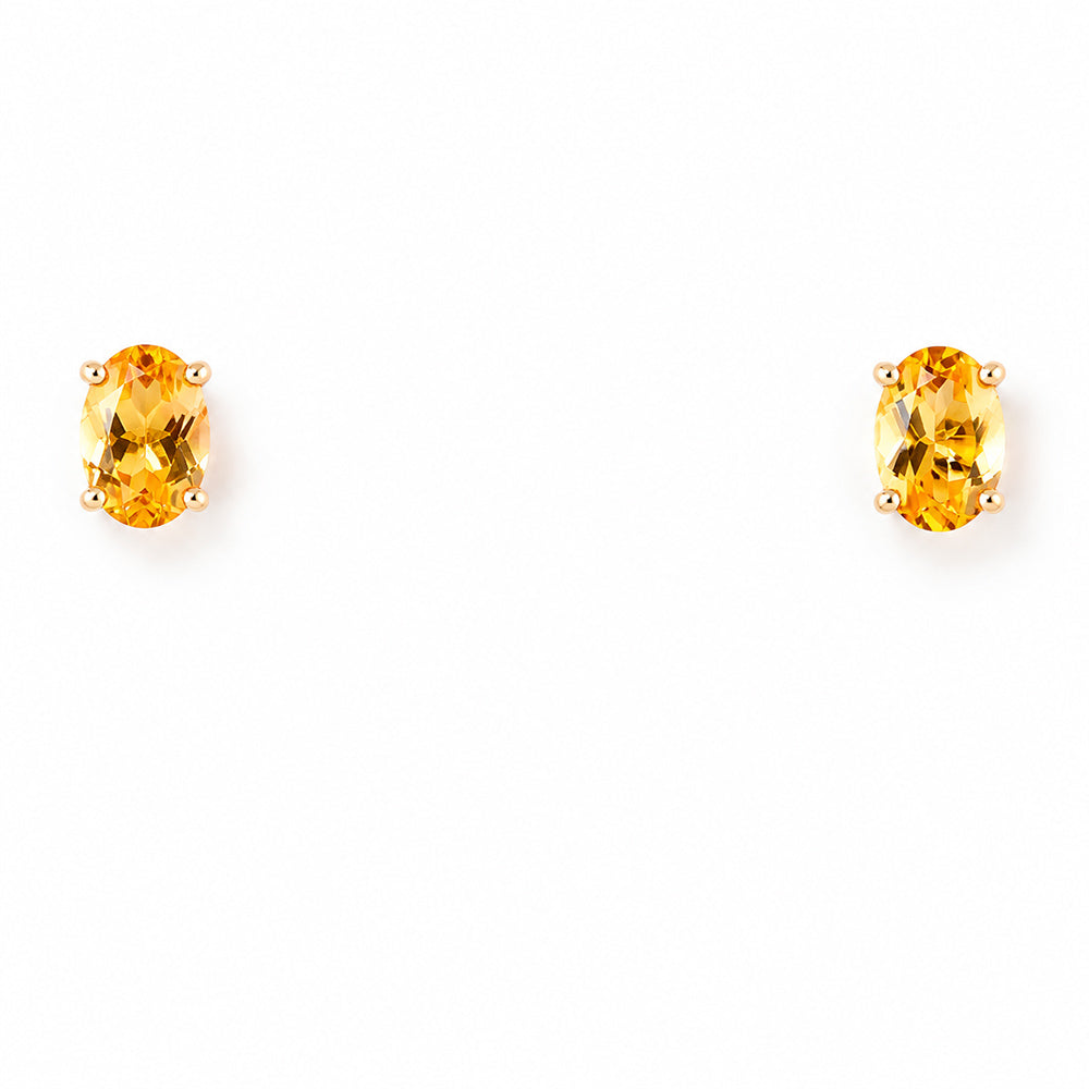 Luna, Oval cut Citrine Stud Earring - 7x5mm - Victoria's Jewellery
