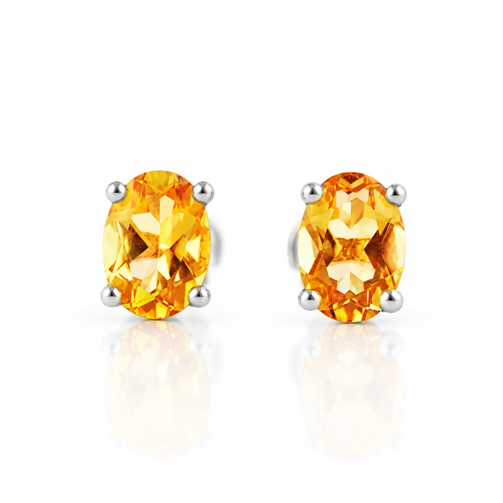 Luna, Oval cut Citrine Stud Earring - 7x5mm - Victoria's Jewellery