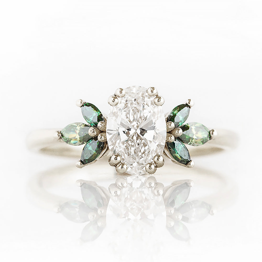 Olive, a Diamond and Moissanite Engagement Ring - Victoria's Jewellery
