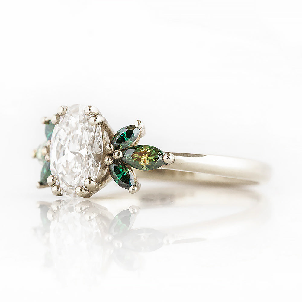 Olive, a Diamond and Moissanite Engagement Ring - Victoria's Jewellery