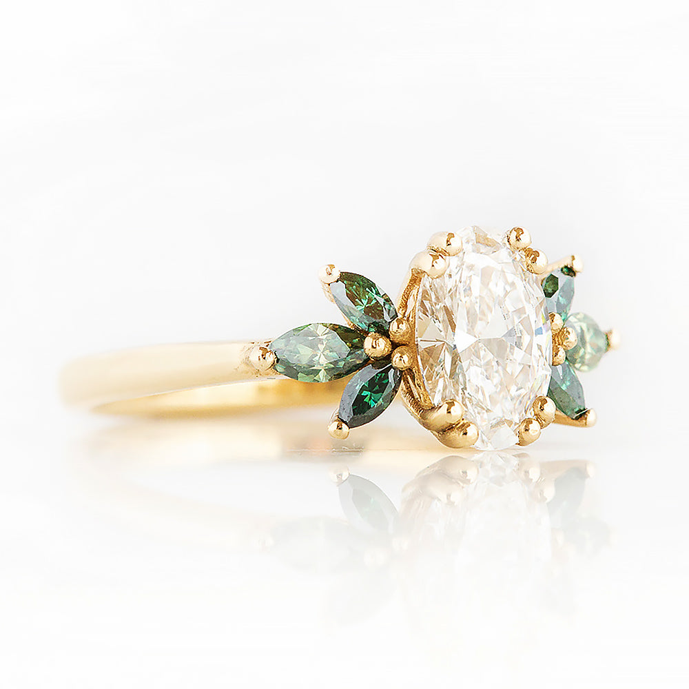 Olive, a Diamond and Moissanite Engagement Ring - Victoria's Jewellery