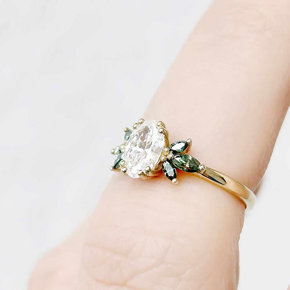 Olive, a Diamond and Moissanite Engagement Ring - Victoria's Jewellery