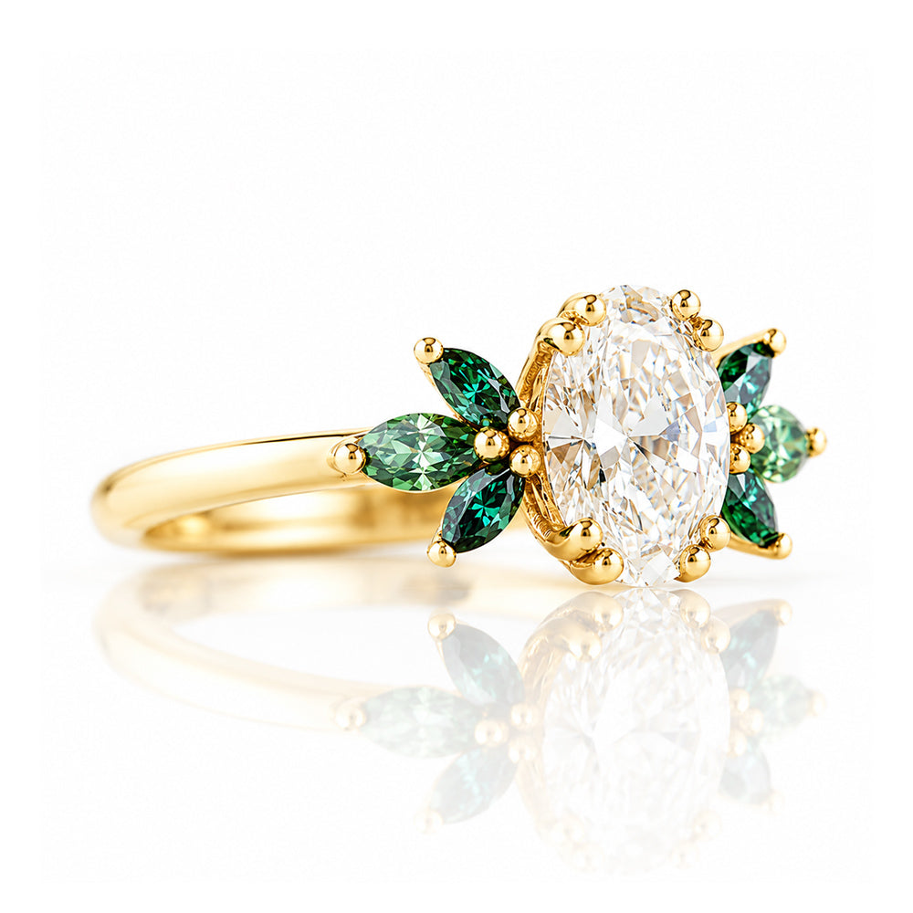 Olive, a Diamond and Moissanite Engagement Ring - Victoria's Jewellery