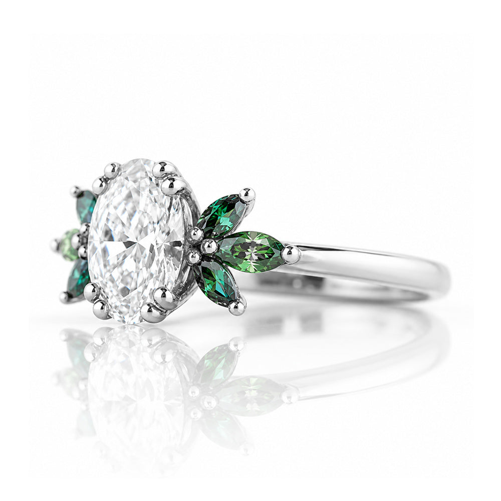 Olive, a Diamond and Moissanite Engagement Ring - Victoria's Jewellery
