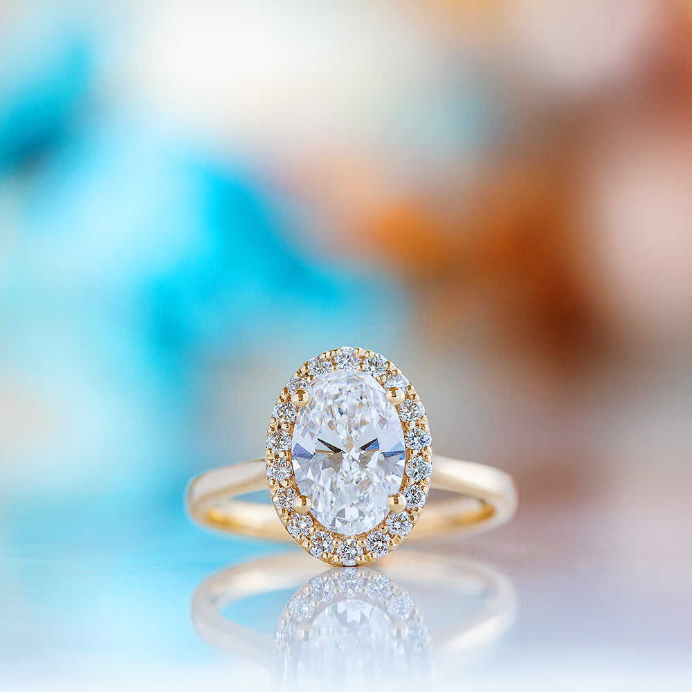 Tilana, an Oval cut Diamond Halo Engagement Ring - 1.5ct