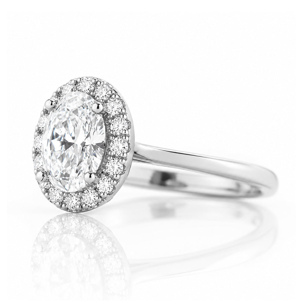 Tilana, an Oval cut Diamond Halo Engagement Ring - Victoria's Jewellery