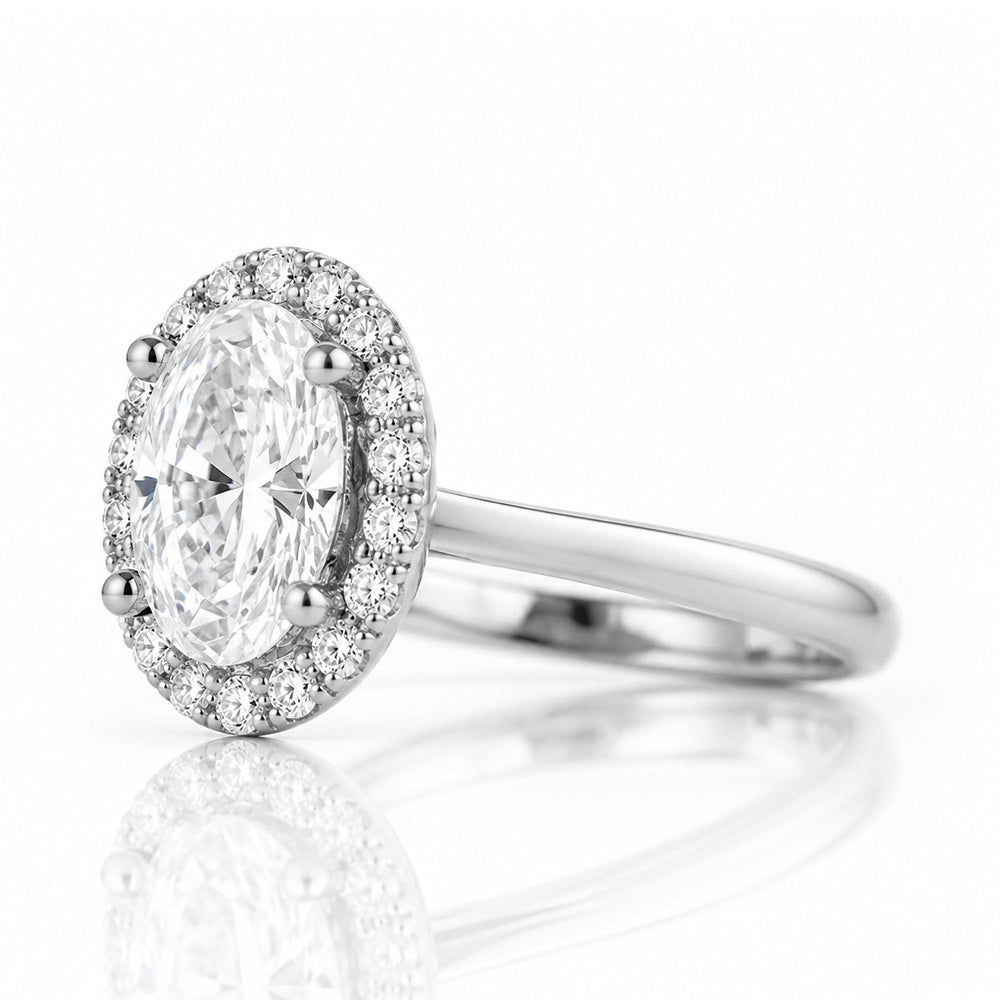Tilana, an Oval cut Diamond Halo Engagement Ring - 1.5ct - Victoria's Jewellery