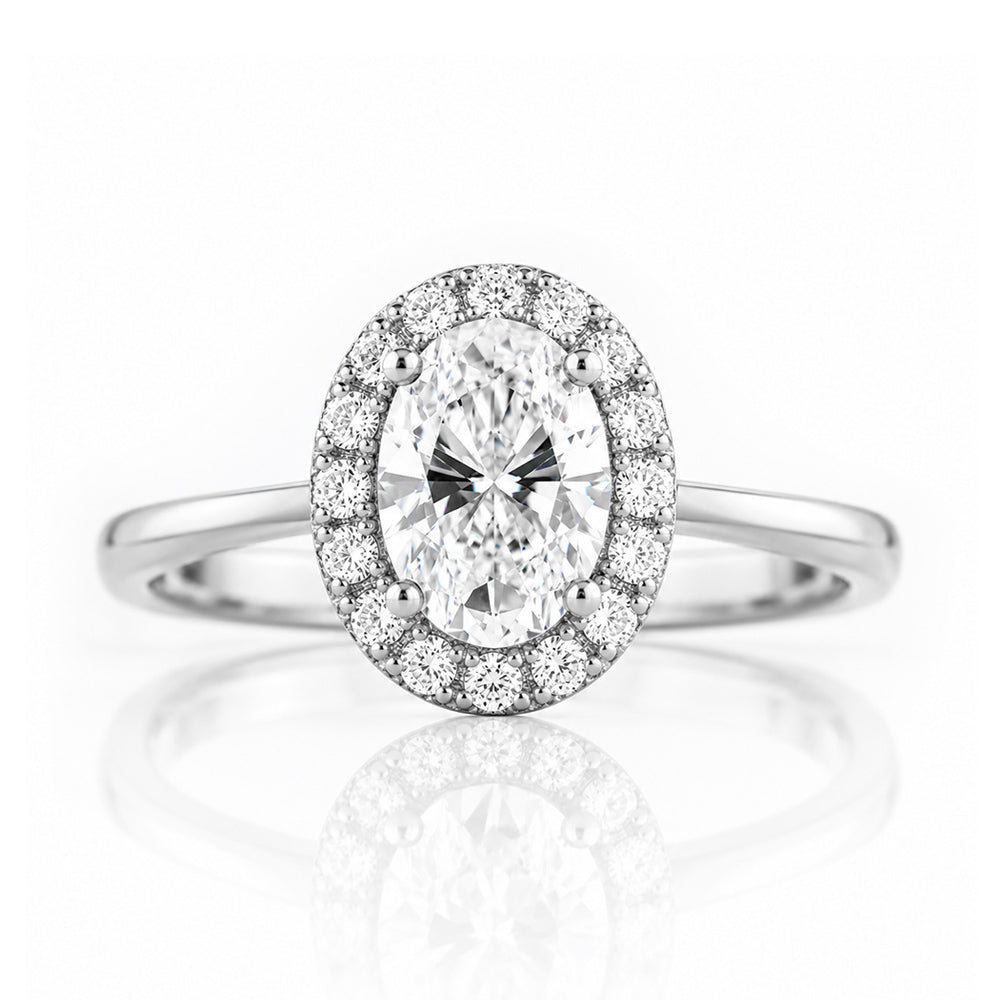 Tilana, an Oval cut Diamond Halo Engagement Ring - Victoria's Jewellery