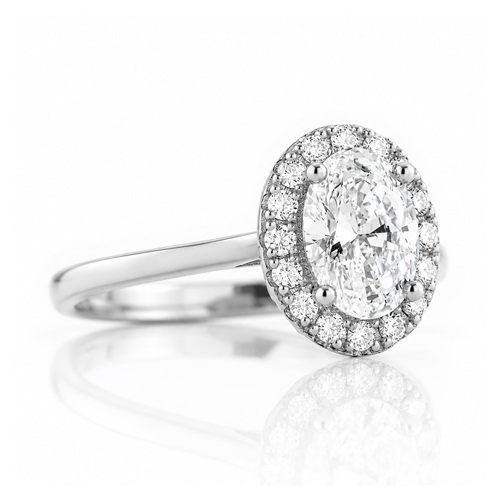 Tilana, an Oval cut Diamond Halo Engagement Ring - Victoria's Jewellery