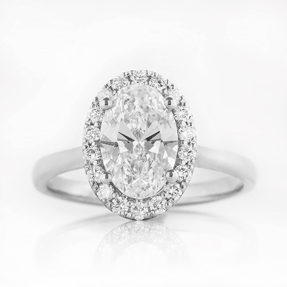 Tilana, an Oval cut Diamond Halo Engagement Ring - 1.5ct
