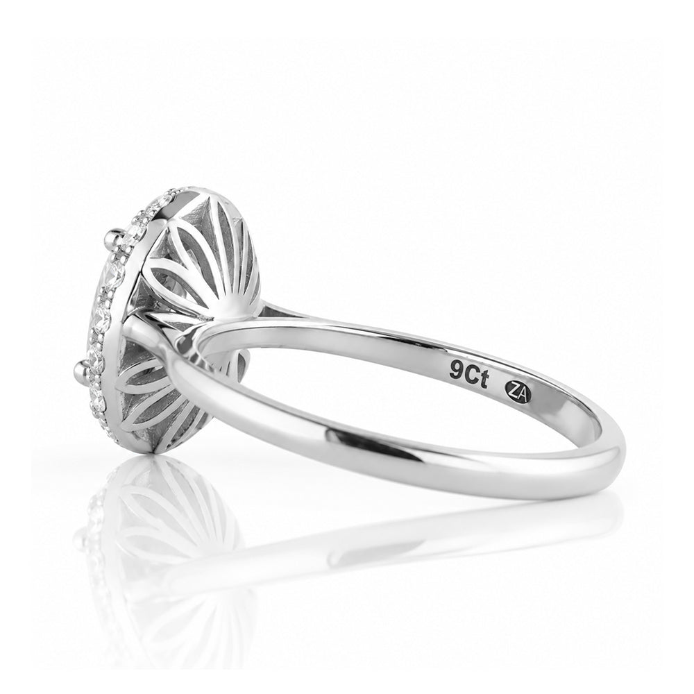 Tilana, an Oval cut Diamond Halo Engagement Ring - Victoria's Jewellery