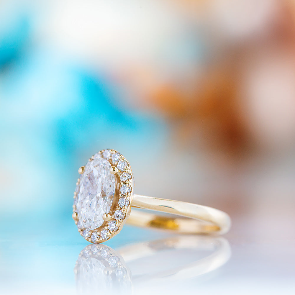 Tilana, an Oval cut Diamond Halo Engagement Ring - 1.5ct