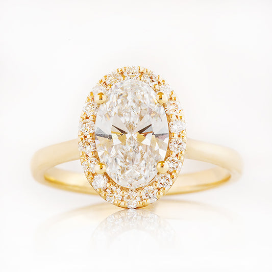 Tilana, an Oval cut Diamond Halo Engagement Ring - 1.5ct