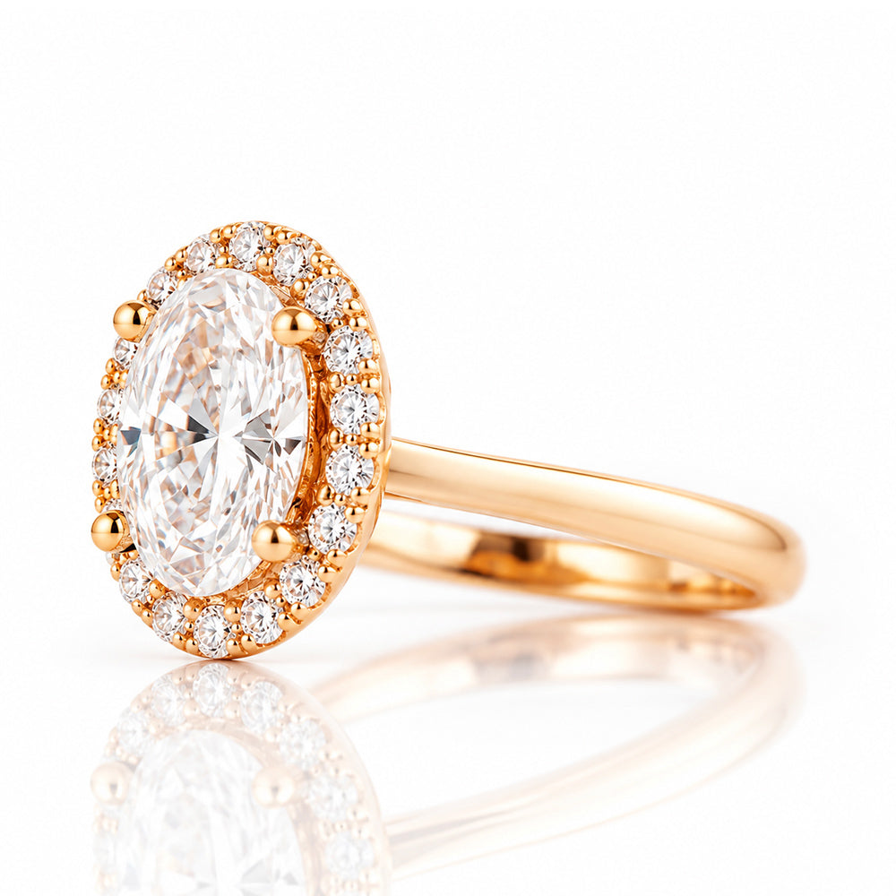 Tilana, an Oval cut Diamond Halo Engagement Ring - 1.5ct - Victoria's Jewellery
