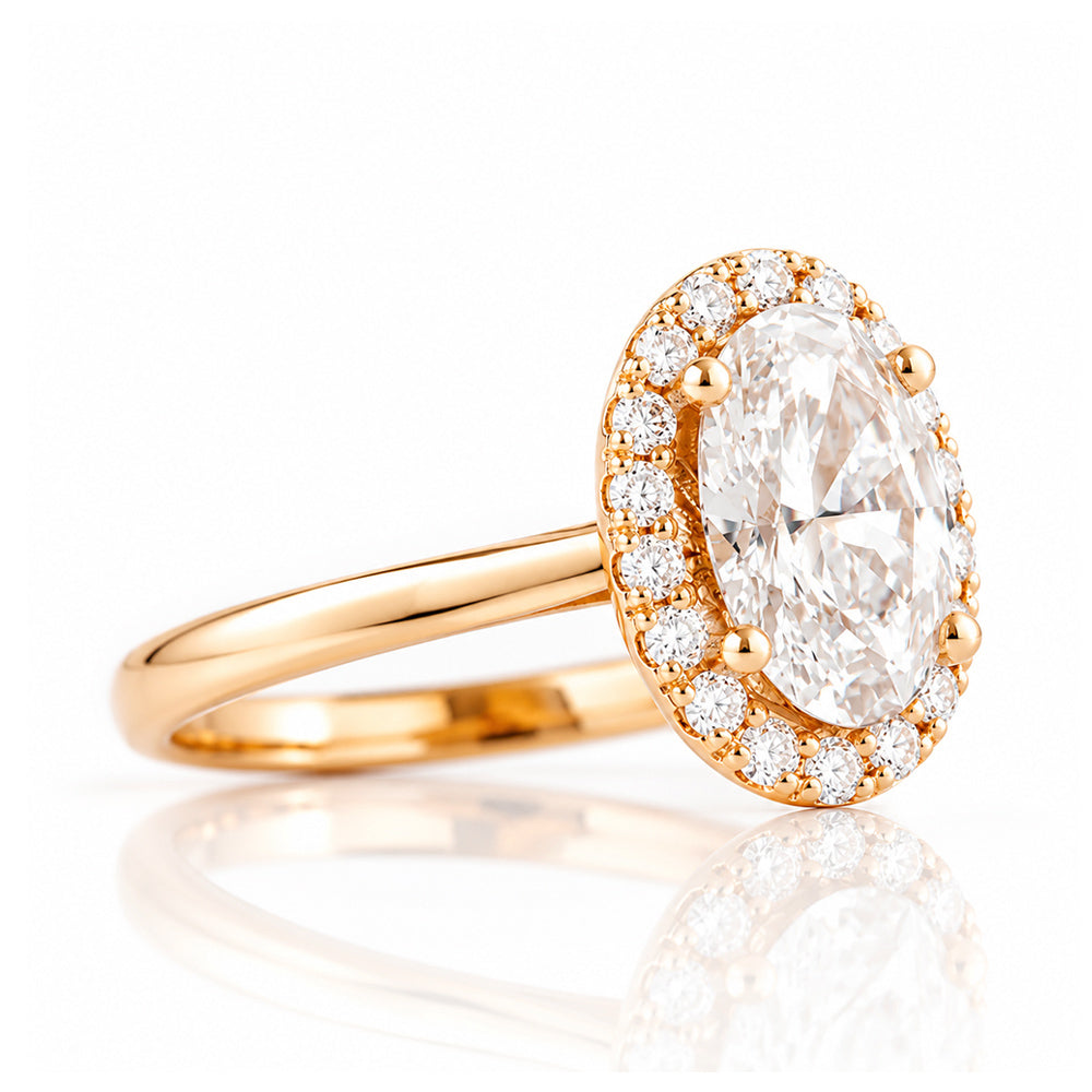 Tilana, an Oval cut Diamond Halo Engagement Ring - 1.5ct - Victoria's Jewellery