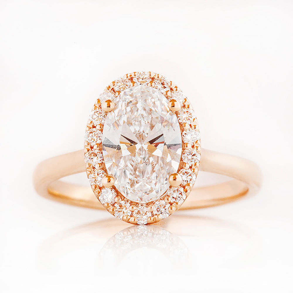 Tilana, an Oval cut Diamond Halo Engagement Ring - 1.5ct