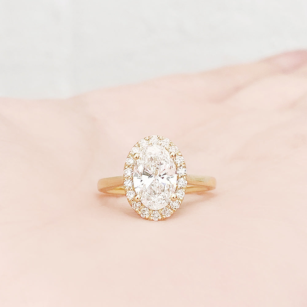 Tilana, an Oval cut Diamond Halo Engagement Ring - 1.5ct - Victoria's Jewellery