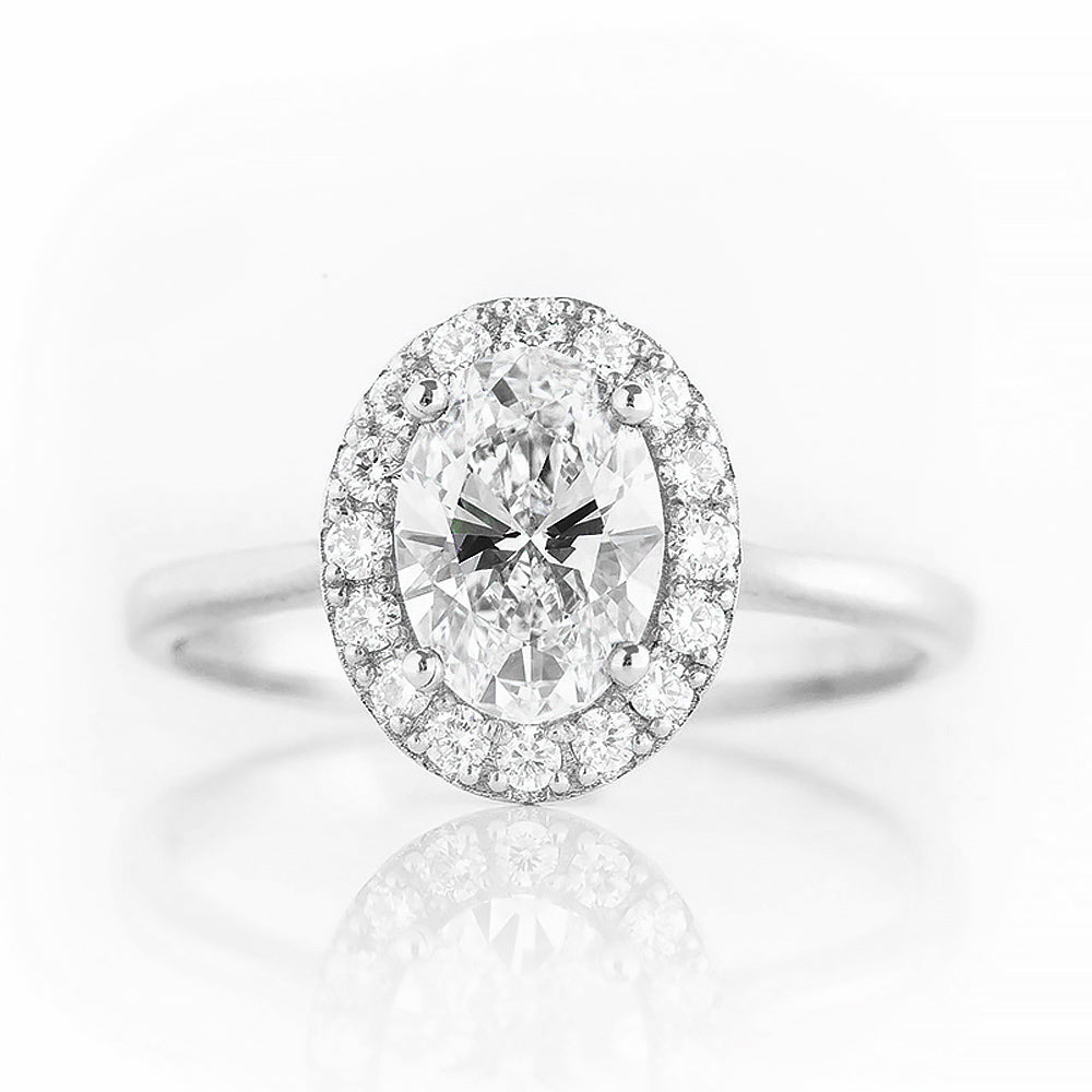 Tilana, an Oval cut Diamond Halo Engagement Ring - Victoria's Jewellery