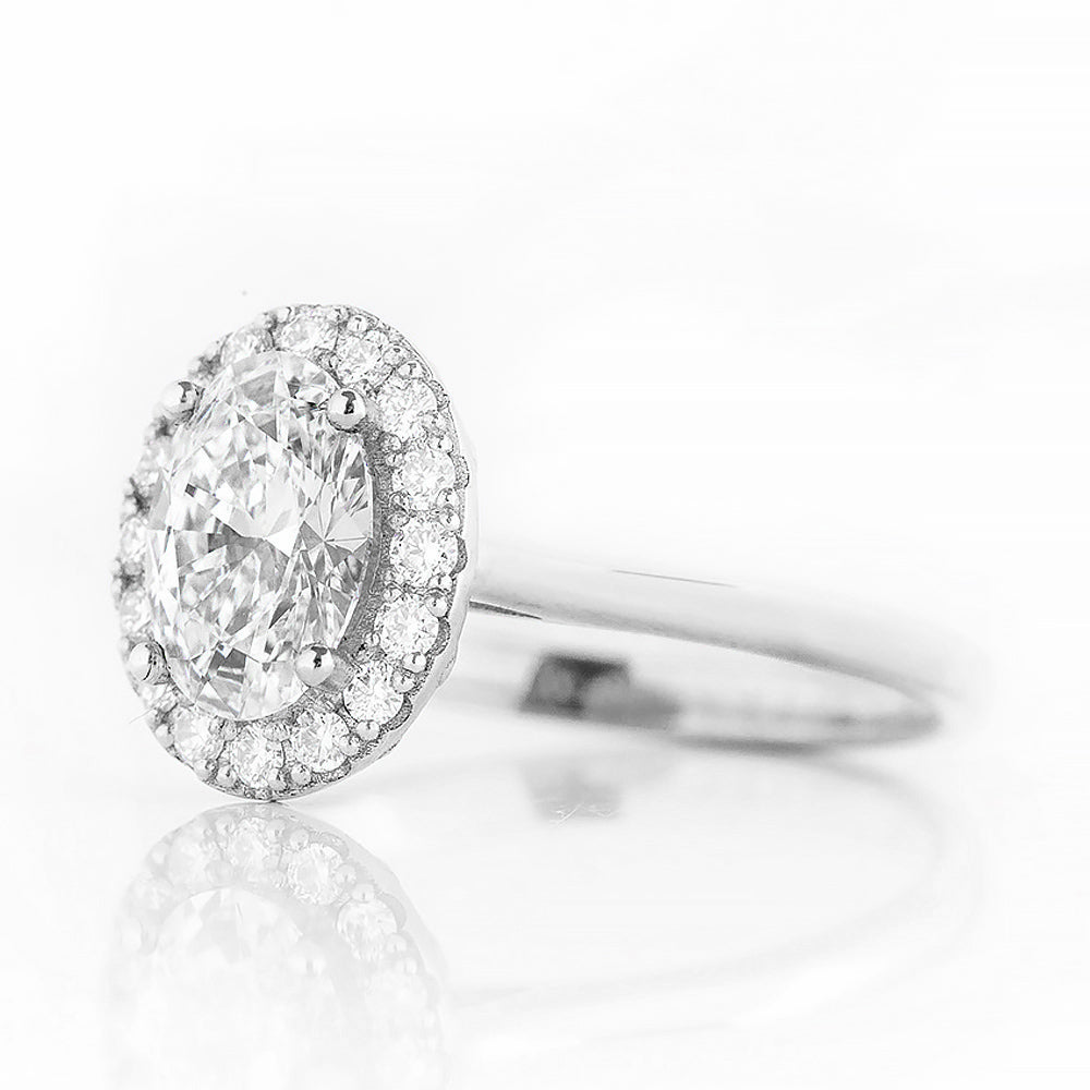 Tilana, an Oval cut Diamond Halo Engagement Ring - Victoria's Jewellery