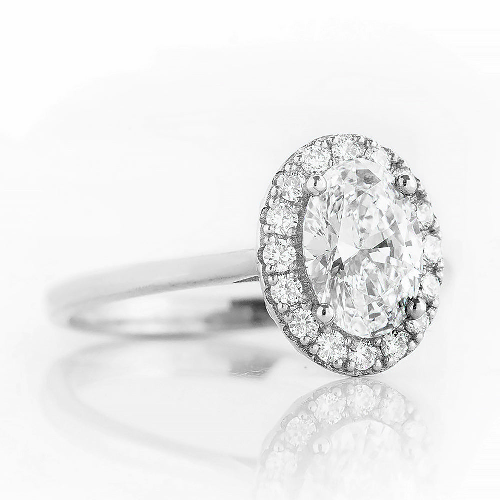 Tilana, an Oval cut Diamond Halo Engagement Ring - Victoria's Jewellery