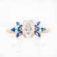 Oval cut Diamond and Blue Sapphire Engagement Ring in Rose Gold - Victoria's Jewellery