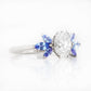 Oval cut Diamond and Blue Sapphire Engagement Ring in White Gold - Victoria's Jewellery