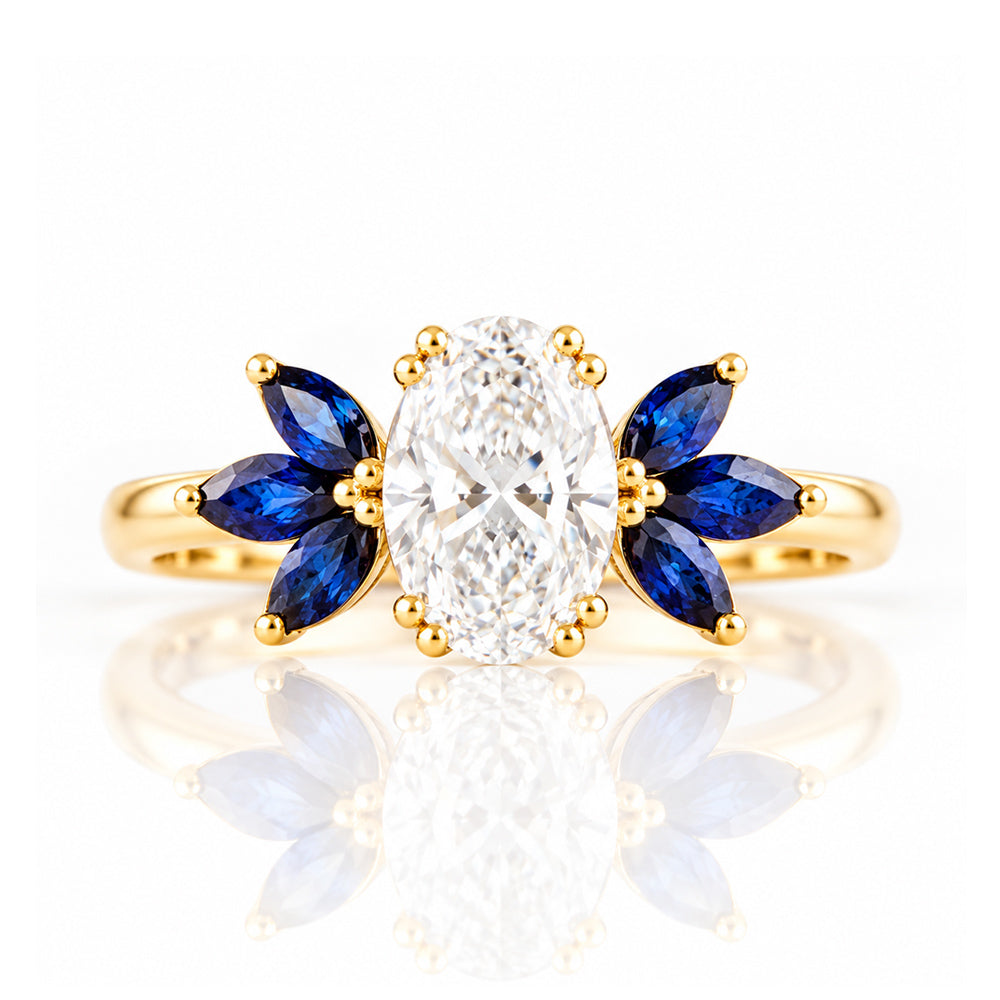 Olive, a Lab Diamond and Sapphire Ring - Victoria's Jewellery