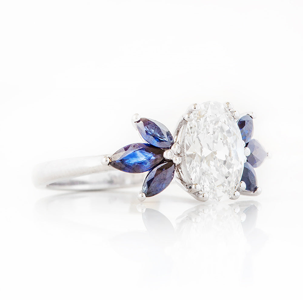 Olive, a Lab Diamond and Sapphire Ring