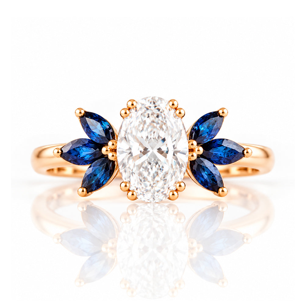 Olive, a Lab Diamond and Sapphire Ring - Victoria's Jewellery