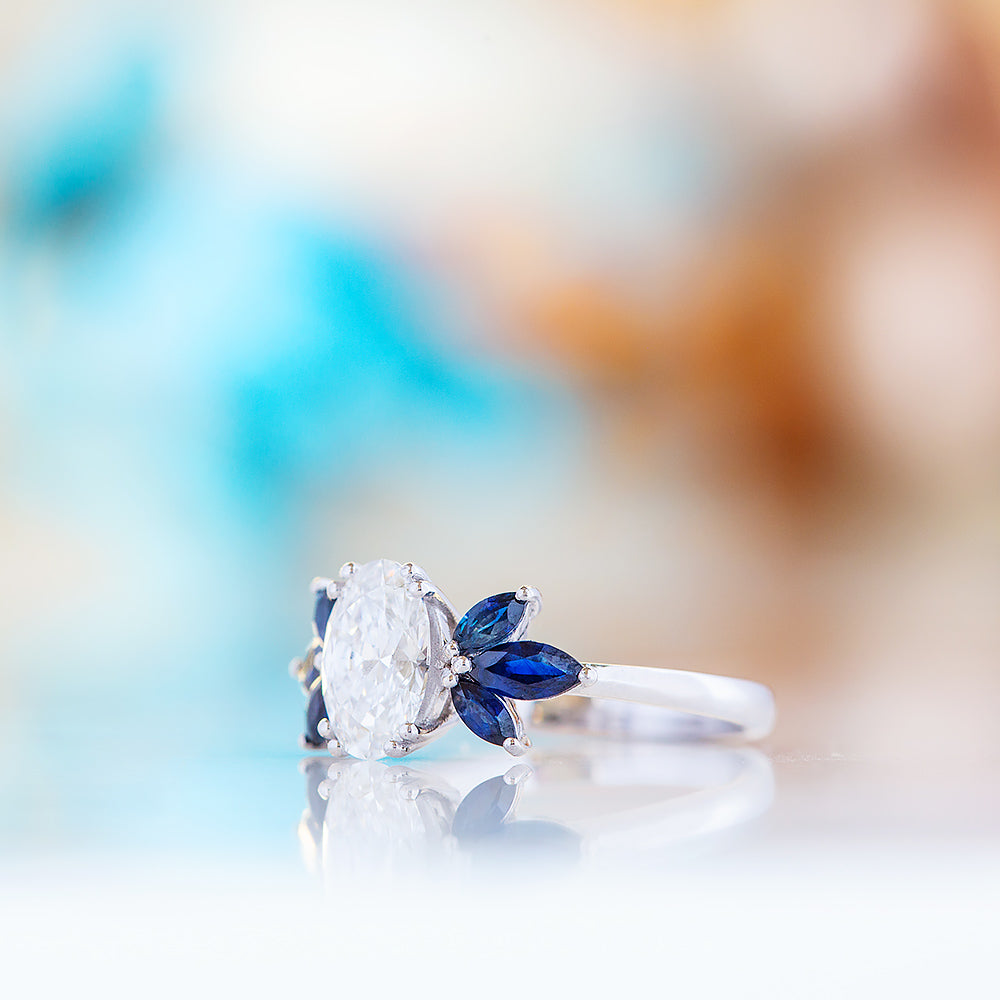 Olive, a Lab Diamond and Sapphire Ring