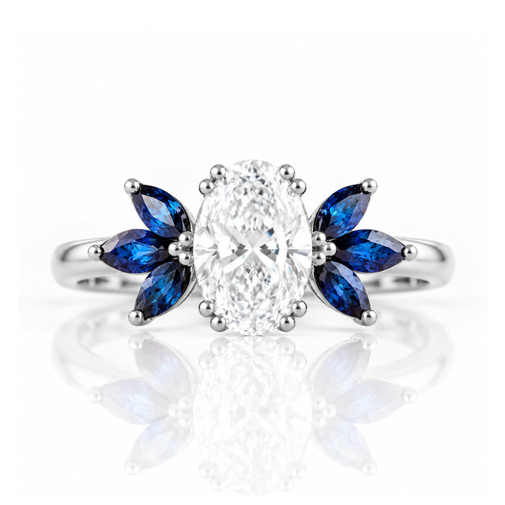 Olive, a Lab Diamond and Sapphire Ring - Victoria's Jewellery