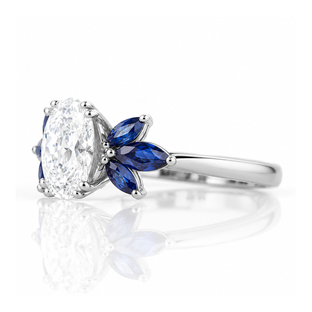Olive, a Lab Diamond and Sapphire Ring - Victoria's Jewellery