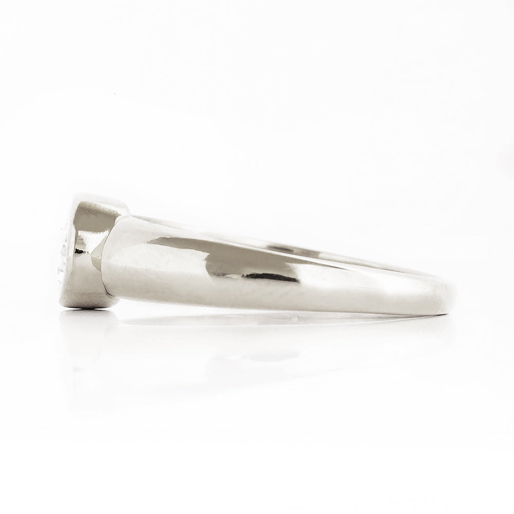 Oval cut Diamond Solitaire Signet Style Ring in White Gold - Victoria's Jewellery