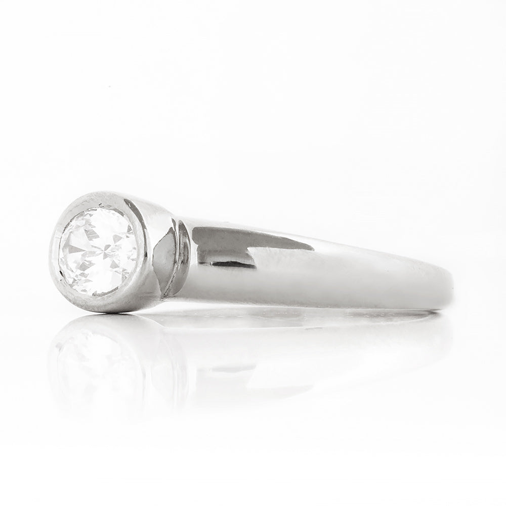 Oval cut Diamond Solitaire Signet Style Ring in White Gold - Victoria's Jewellery