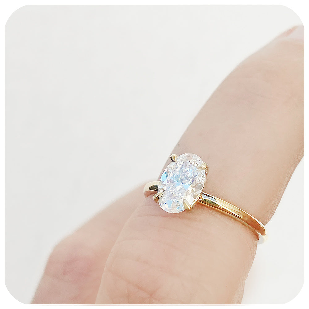 Oval cut Lab Grown Diamond Solitaire Engagement Ring - Victoria's Jewellery