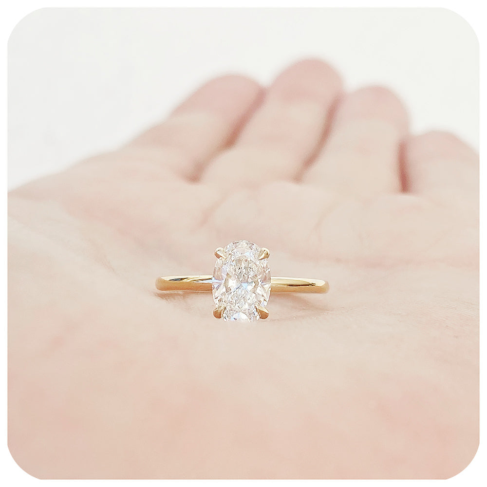 Oval cut Lab Grown Diamond Solitaire Engagement Ring - Victoria's Jewellery