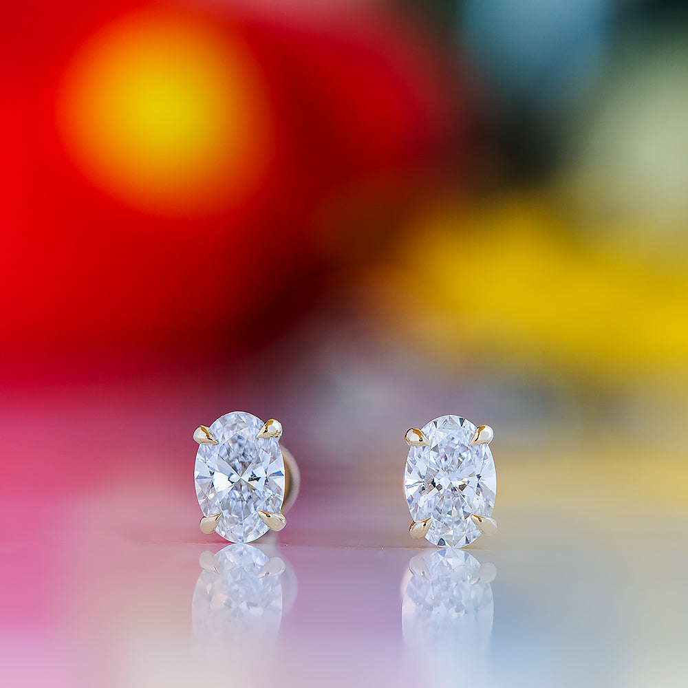 Luna, Lab Grown Diamond Stud Earring - 7x5mm