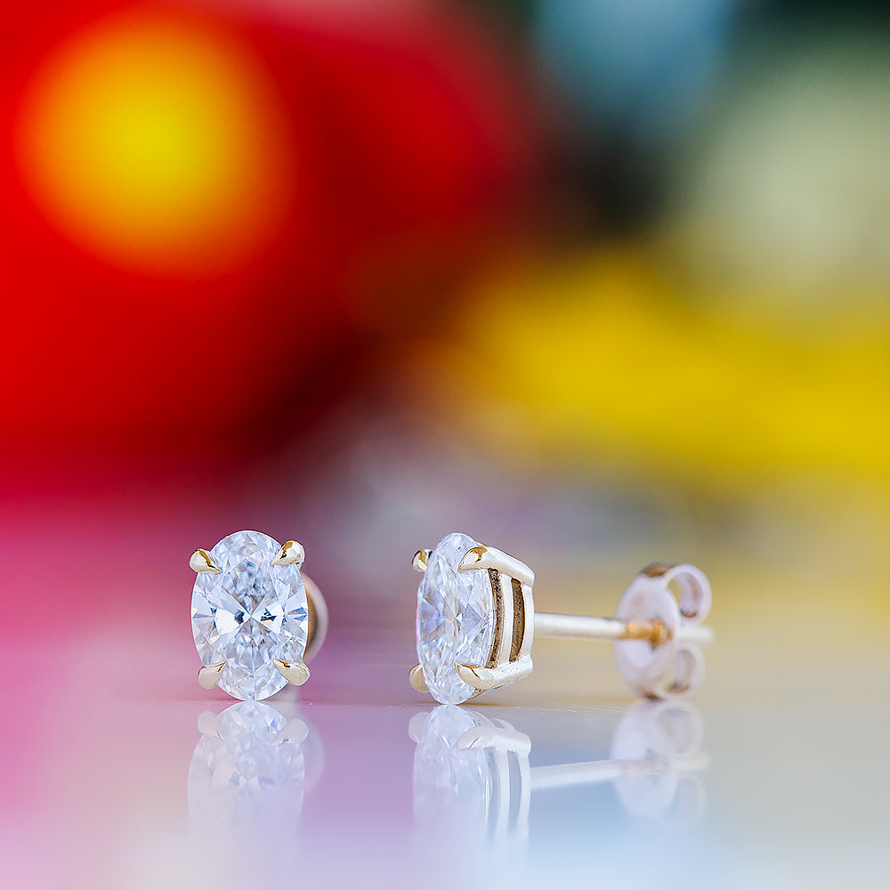 Luna, Lab Grown Diamond Stud Earring - 7x5mm