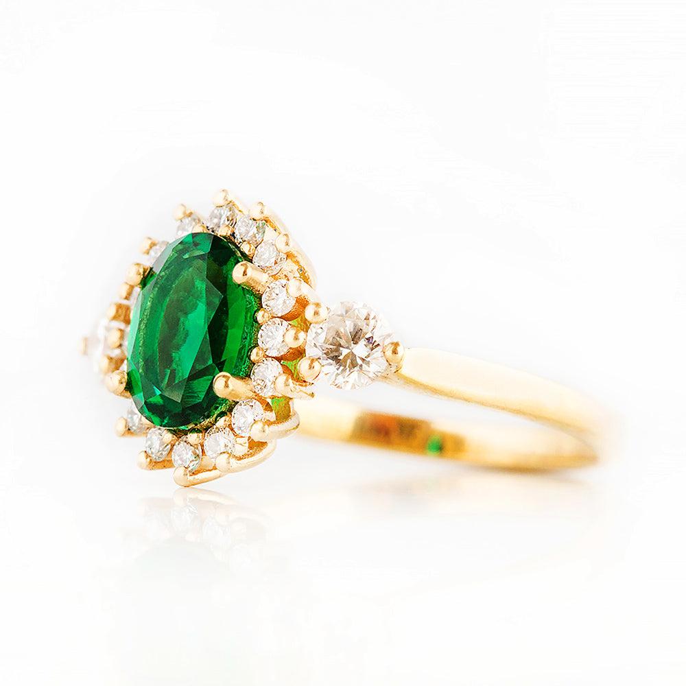 Devlyn, an Emerald and Diamond Ring