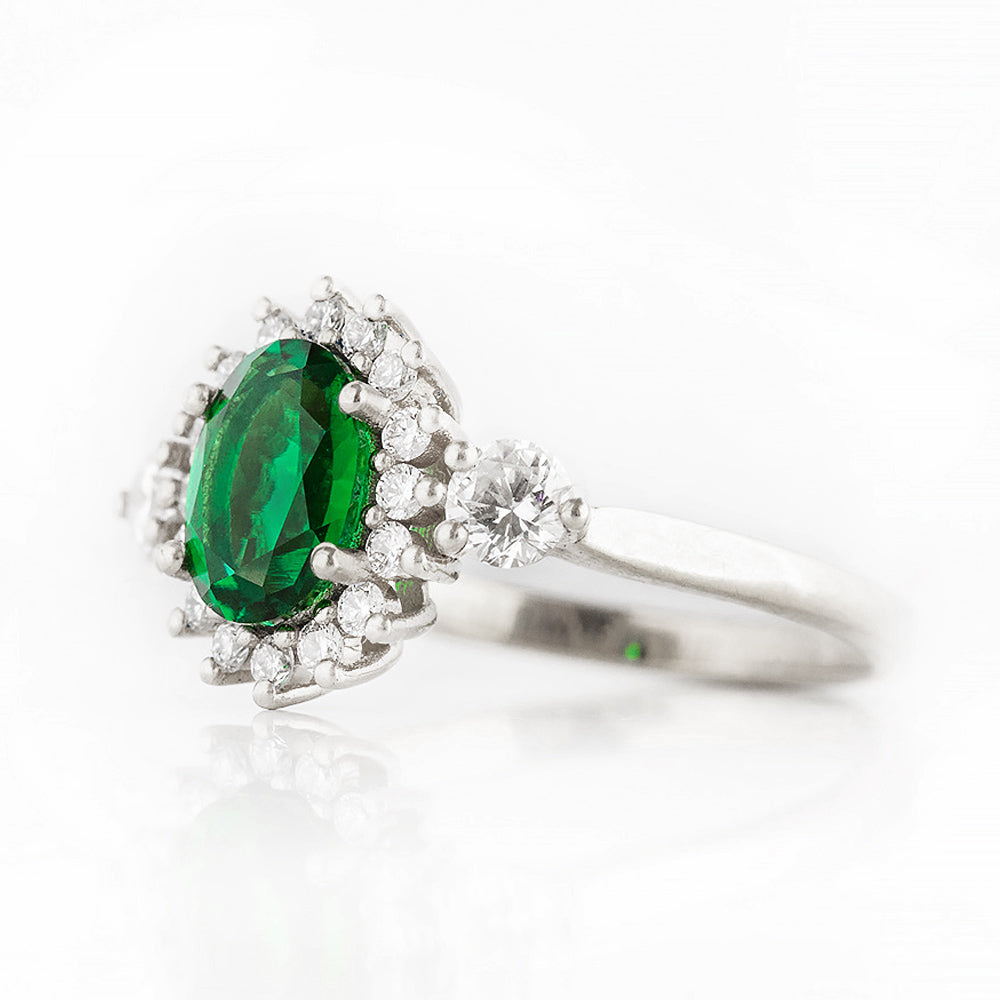 Devlyn, an Emerald and Diamond Ring