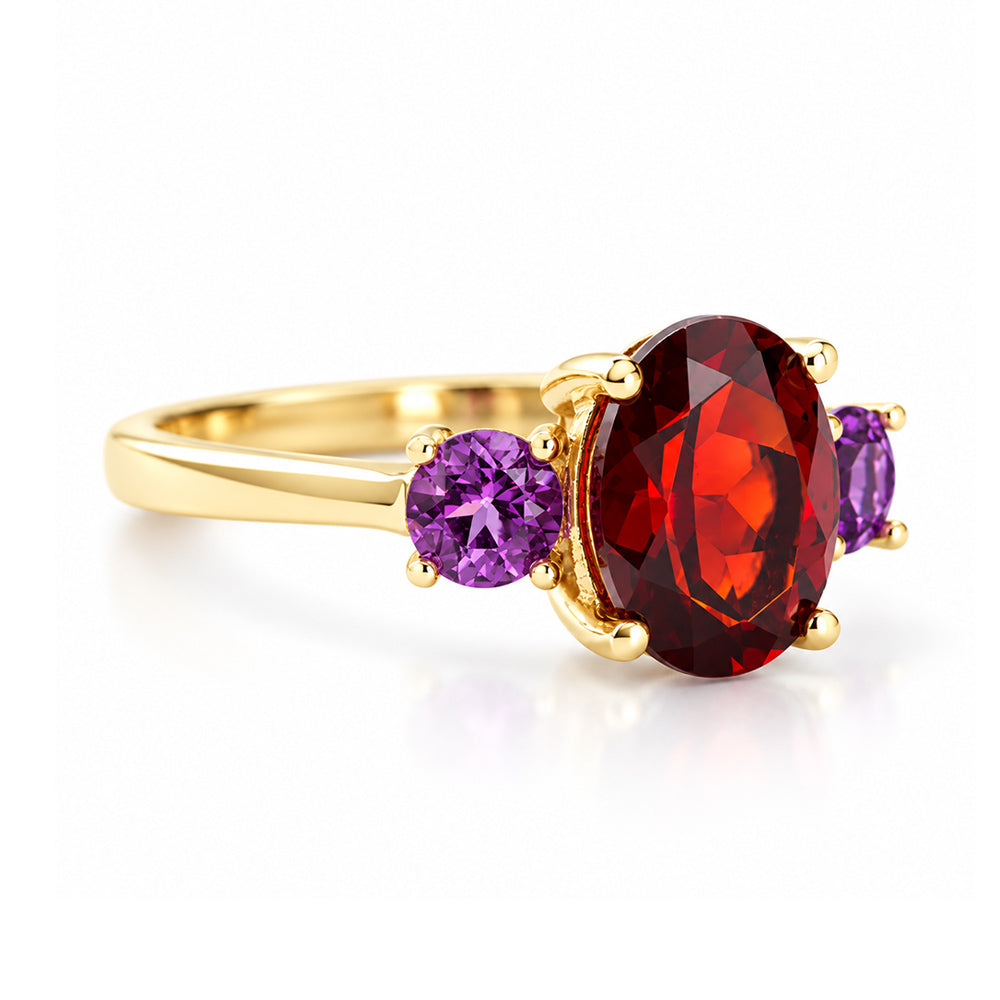 Hallie, Garnet and Amethyst Trilogy Ring - Victoria's Jewellery