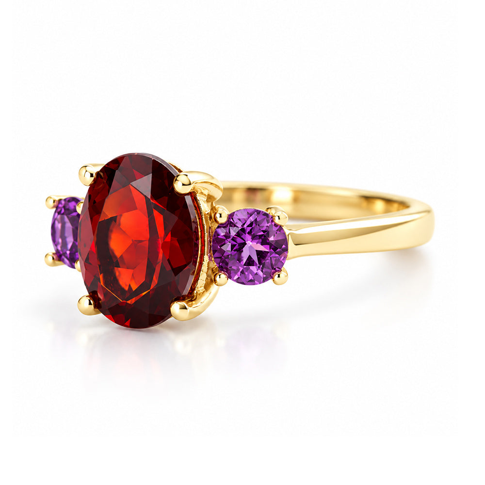 Hallie, Garnet and Amethyst Trilogy Ring - Victoria's Jewellery